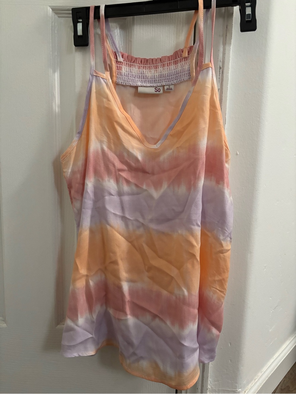 SO Tie-Dye V-Neck Camisole - Peach, Lavender & Pink
